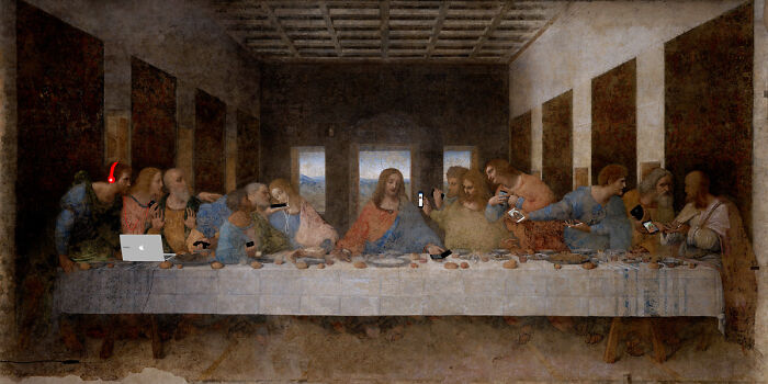 "The Last 2g Phone User" Based On "The Last Supper" By Leonardo Da Vinci (1495-98)