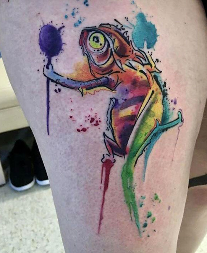 Watercolor Chameleon By Tim Atwell In Everett, WA