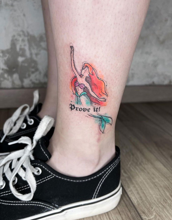 The Little Mermaid Inspired Watercolor Tattoo