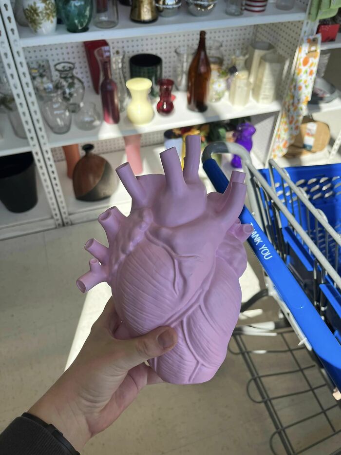 Amazing Heart Bud Vase! All Holes (Or Arteries And Ventricles) Were Open. Did Not Come Home With Me But I Considered It! Elk River Mn Thrift Store