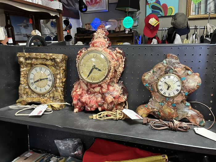 Three Vomit Clocks Today At The Springfield Antique Center In Springfield, Oh. The Middle One Really Hits The Stomach