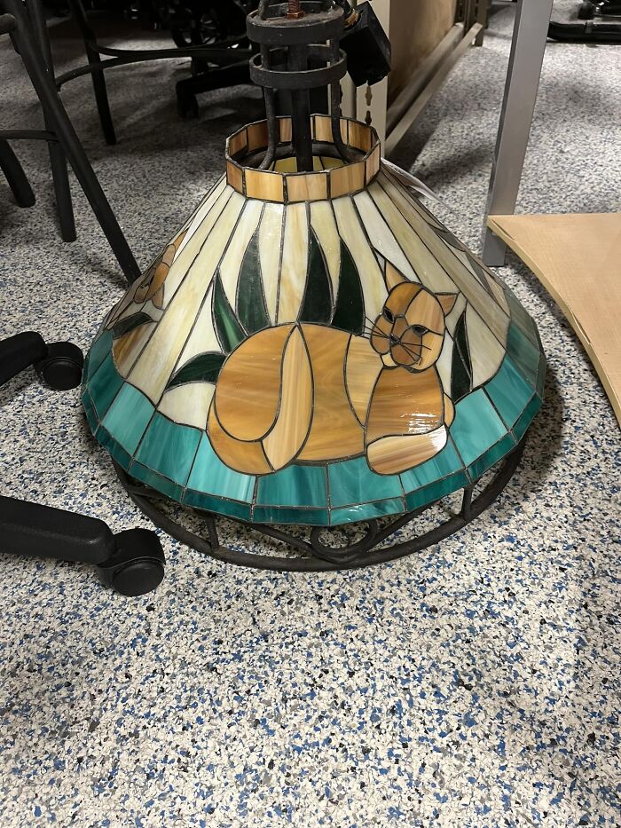 Found A Tiffany Style 🐈 Pendant Light At Goodwill In Jax Fl! Did Not Come Home With Us Unfortunately. Priced At $24.99