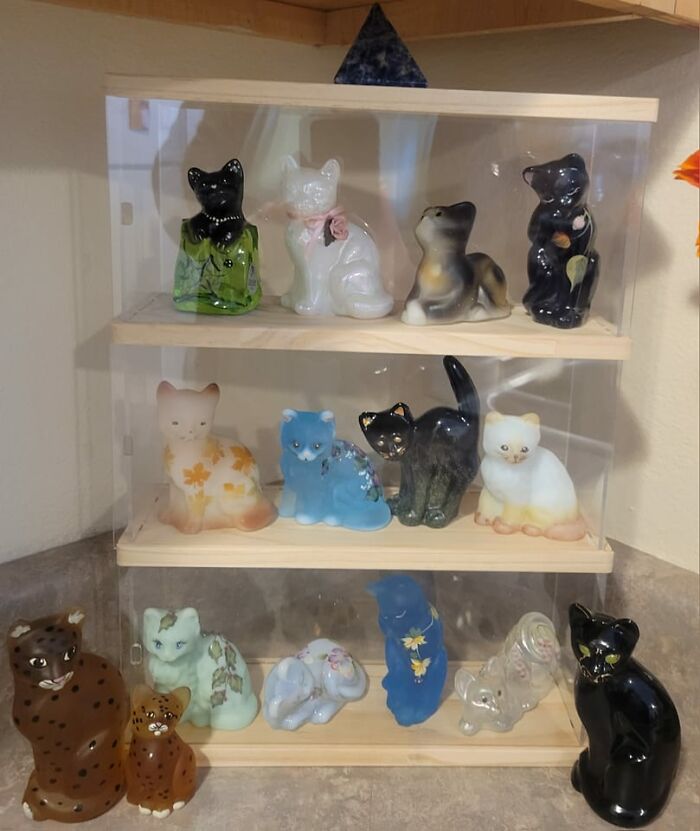 I Love Cats -- I Have Three Live Cats, I Better -- This Is My Collection Of Wonderful Fenton And Mosser Cats. Some Are Thrifted From Goodwill, Others Come From Ebay And Etsy