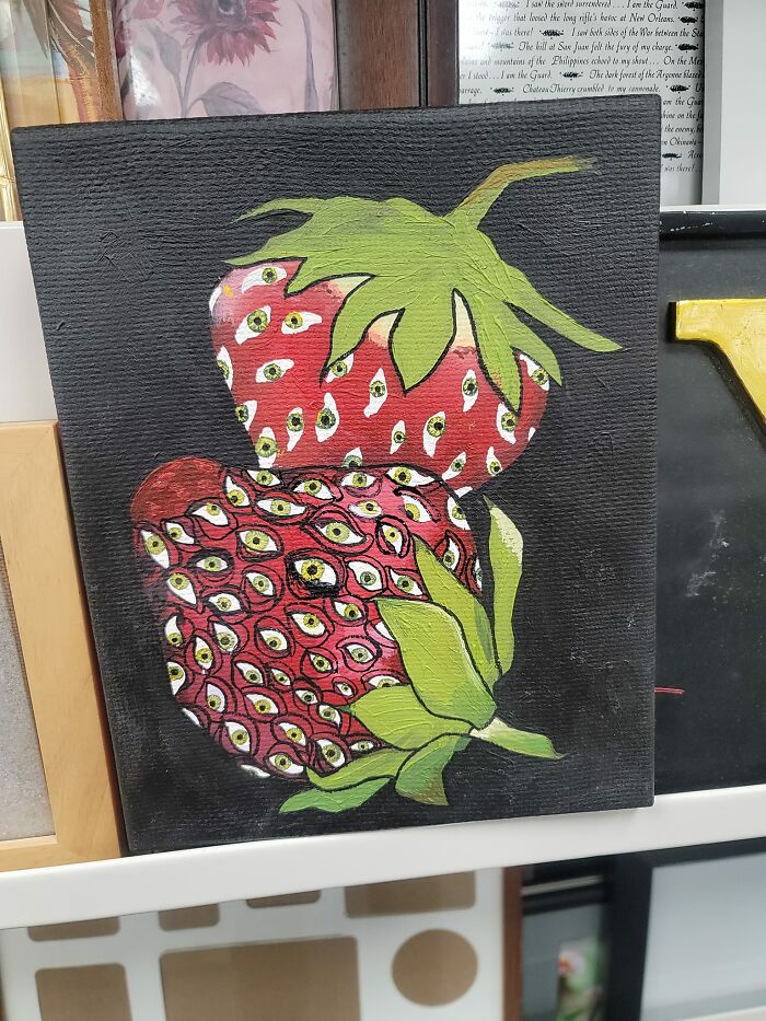Please Enjoy This Completely Normal Painting Of Strawberries. Spotted At Goodwill In Hamilton Nj