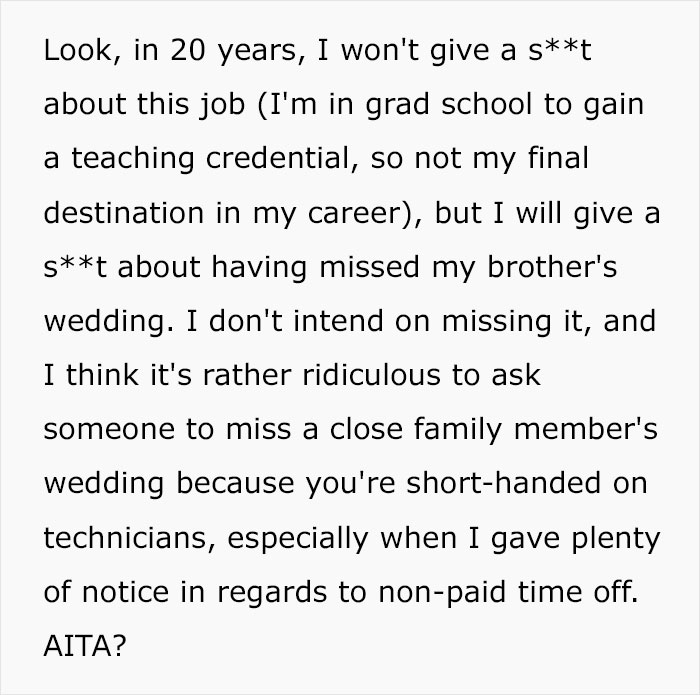 "Tell Me You Are American Without Telling": Woman Stands Up For Her Priorities And Quits Job To Attend Brother's Wedding After Getting Support Online "Tell Me You Are American Without Telling": Woman Stands Up For Her Priorities And Quits Job To Attend Brother's Wedding After Getting Support Online