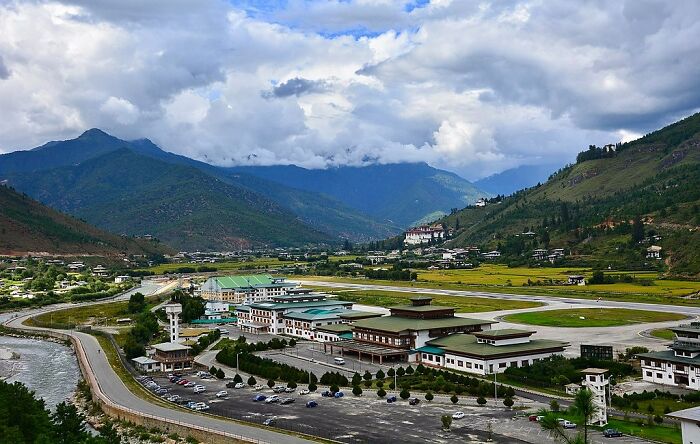 Picture of Paro airport near buildings in Bhutan