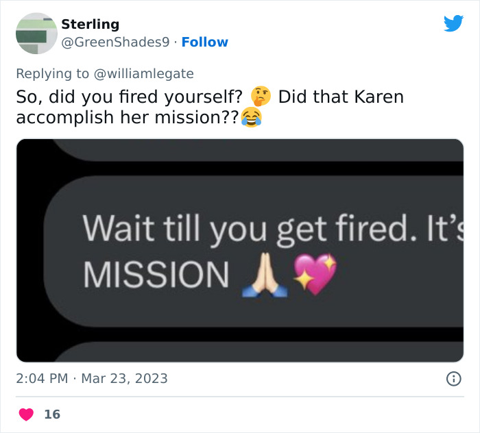 "Crazed Karen Threatens To Report Me To My Boss (Me)": Guy Shares Screenshots Of Crazed Karen, Gets Her Fired "Crazed Karen Threatens To Report Me To My Boss (Me)": Guy Shares Screenshots Of Crazed Karen, Gets Her Fired