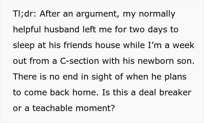 Wife Is Lost And Confused After Her Husband Leaves Her And Their Baby 10 Days After Her C-Section To Stay With His Friends Wife Is Lost And Confused After Her Husband Leaves Her And Their Baby 10 Days After Her C-Section To Stay With His Friends