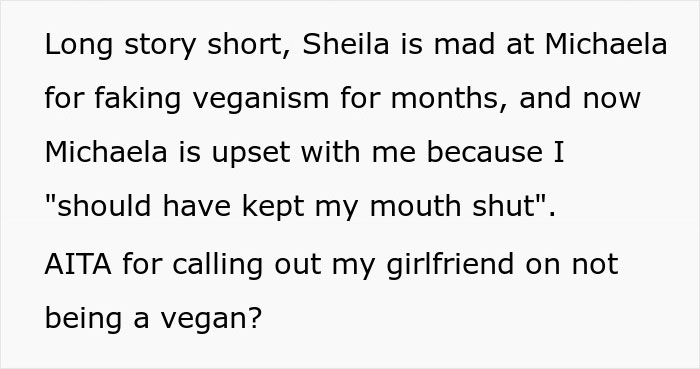 "She's Not A Vegan": Boyfriend Can't Take It Anymore, Calls Out Girlfriend On Her Lies "She's Not A Vegan": Boyfriend Can't Take It Anymore, Calls Out Girlfriend On Her Lies