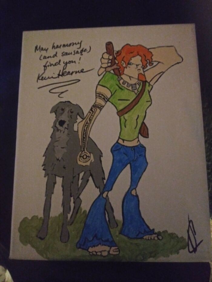 Ok It's Not The Greatest But I Did An Iron Druid Painting...and Got It Signed By Kevin Hearne!!