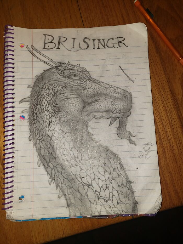 Brisnigr Dragon. This Took Me Almost A Month And I Only Looked At The Book While Drawing. For 14 Y/0, I Am Proud Of Myself