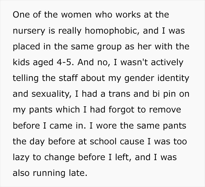 Trans Teen Maliciously Complies After Homophobic Coworker Forbids Him From Touching The Kids, Making Her Regret It
