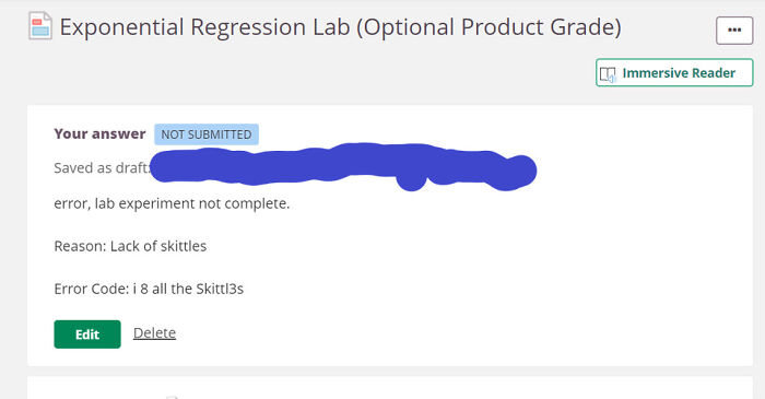 Was Asked To Complete A Lab With Close To 200 Skittles