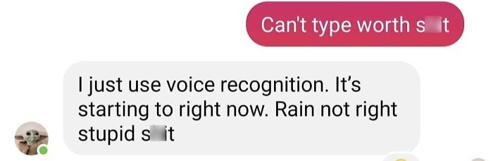 message with the autocorrected "rain" word 