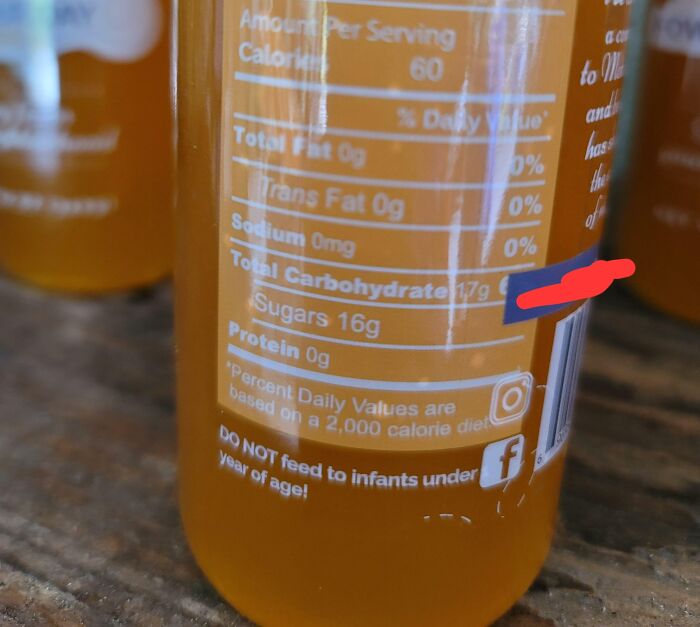 Social Media Logo Covers The Age Restriction On This Honey Bottle