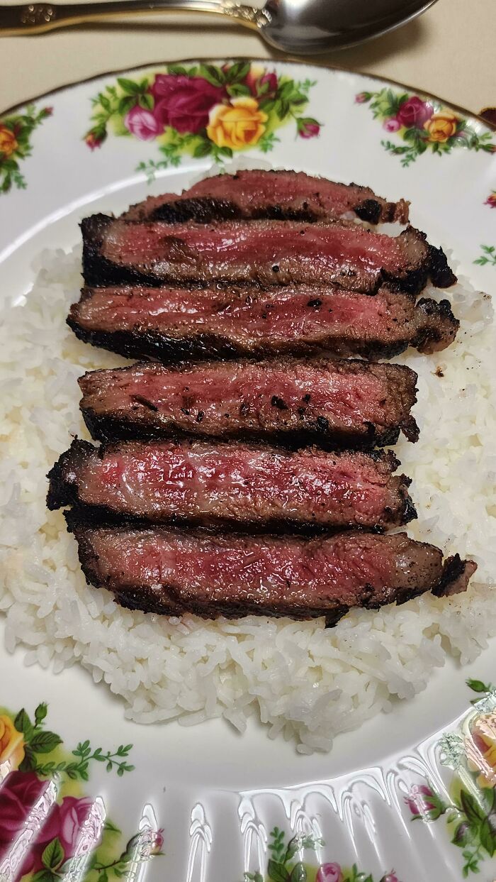 I Cooked A5 Japanese Wagyu Steak Served On A Bed Of Jasmine Rice