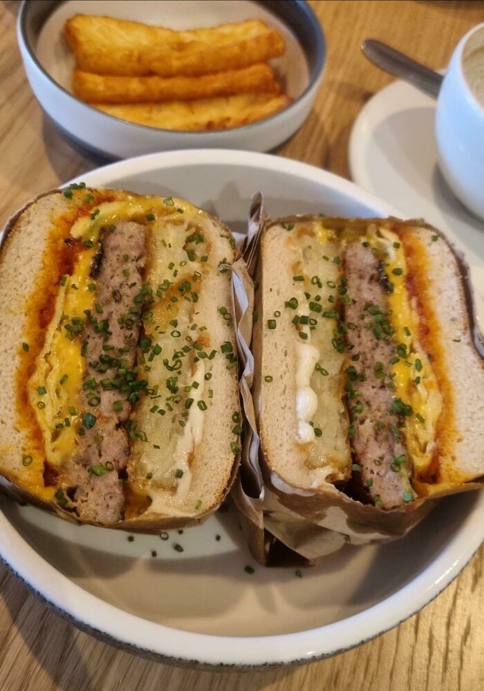 Breakfast Sandwich - Egg, Sausage, Hash Brown & Cheese (Belfast)
