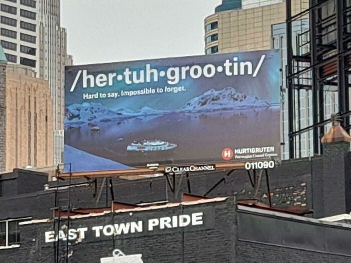 Parents Went To The States And Saw This Advertisement For Hurtigruten. I Suspect No Norwegians Were Consulted In The Creation Process…