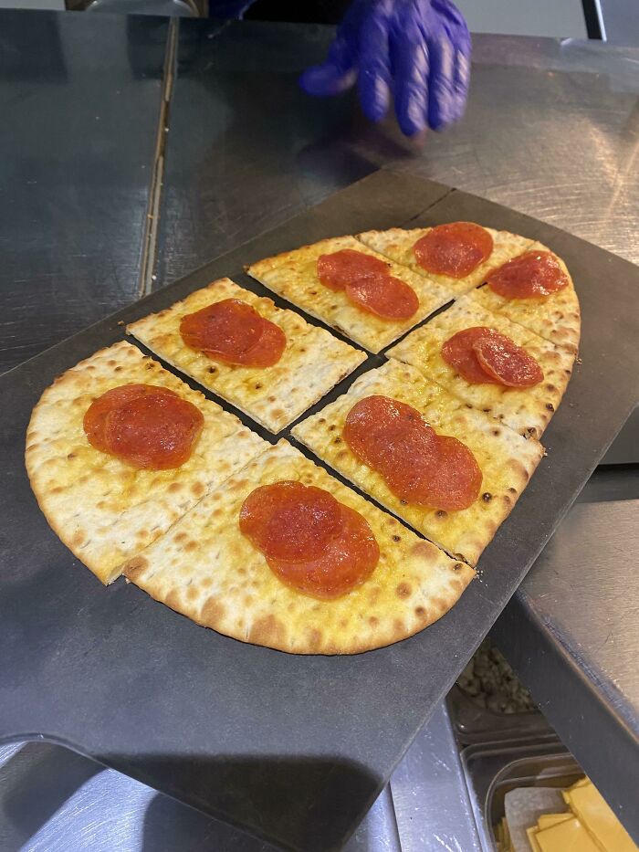 Pizza I Was Forced To Make At Work. No Sauce, No Cheese, All Disgrace