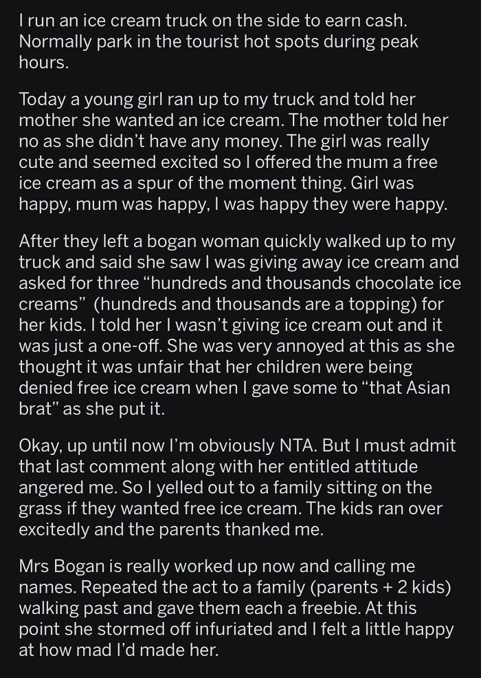 Women’s Feels Entitled To Free Ice Cream When She Sees A Young Girl Get Free Ice Cream