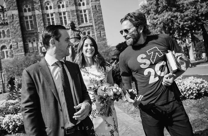 Meg And Nick's Private Ceremony. Their Friend, Bradley Cooper, Was Visiting Georgetown And Made Sure To Congratulate The Newlyweds As They Walked Around Campus