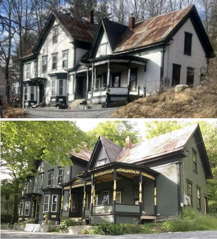 Some Before/After Exterior Pictures Of My House In Vt, Built In 1870