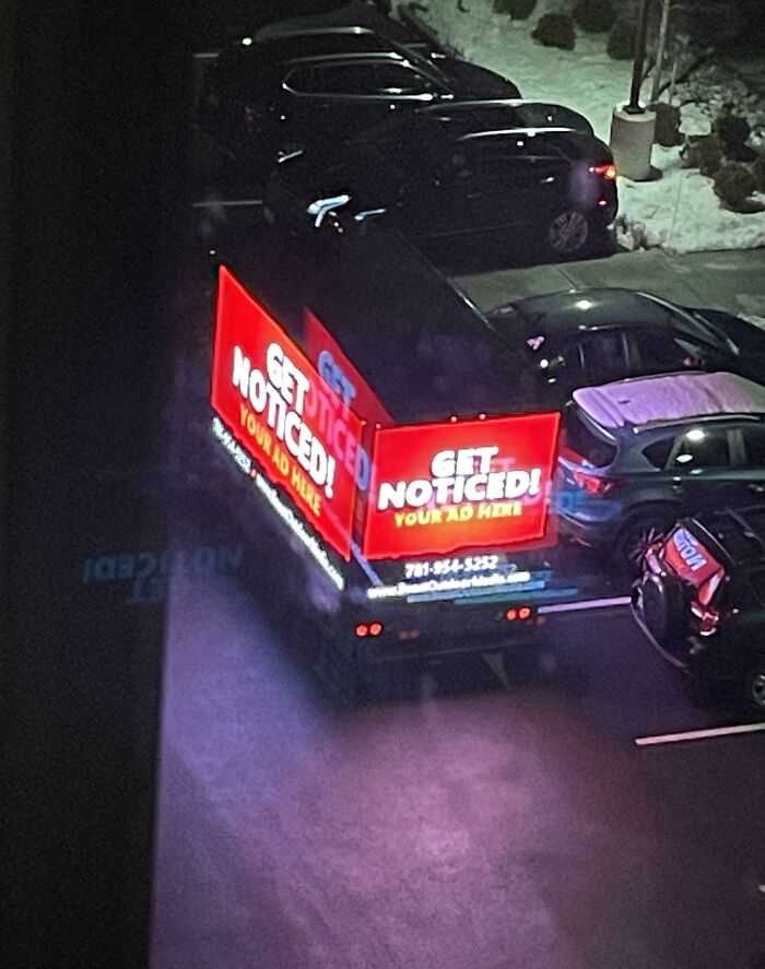 This Truck Is Currently Parked Outside My Apartment Building. The Entire Thing Is A Screen Playing Ads