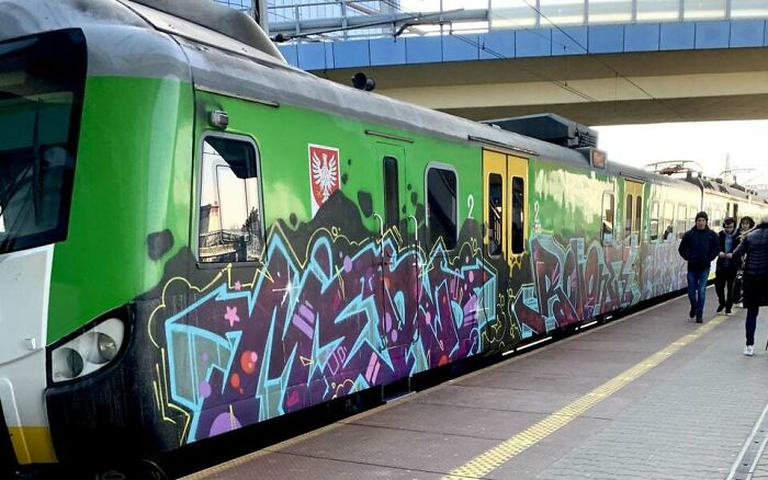 Graffiti On A Train In Warsaw, Poland