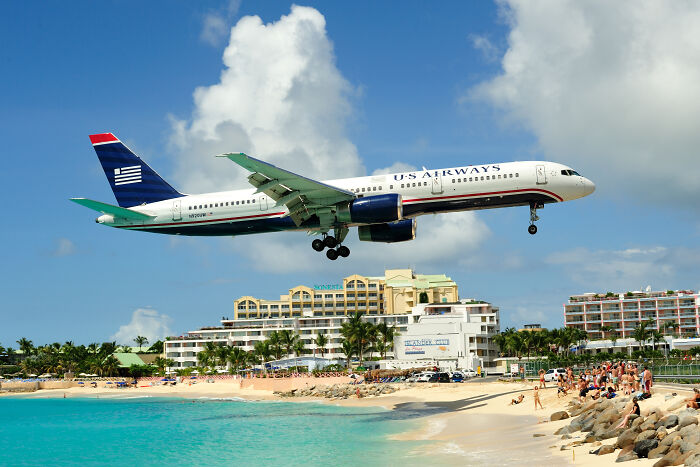 Picture of Princess Juliana International airport near the beach with people in Saint Martin