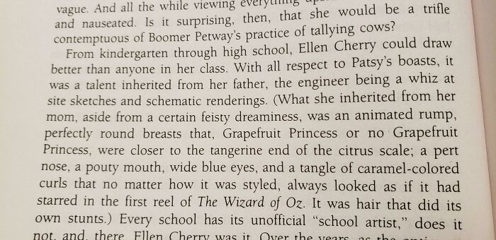 Apparently The Protagonist Got All Of Her Talent From Her Dad, But Her Mother Gave Her Was 'Pluck' And "Tangerine Breast," From Tom Robbins' Skinny Legs And All