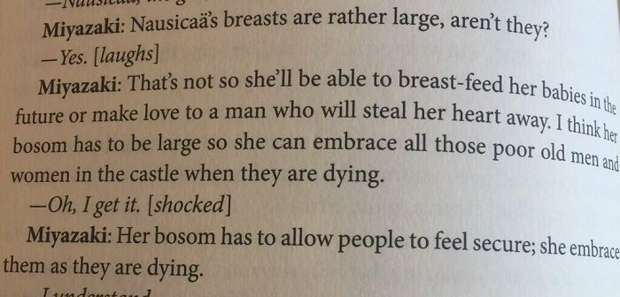 To Contrast The Other Post About Nausicaa, Here's Hayao Miyazaki Discussing His Thoughts About Her Chest