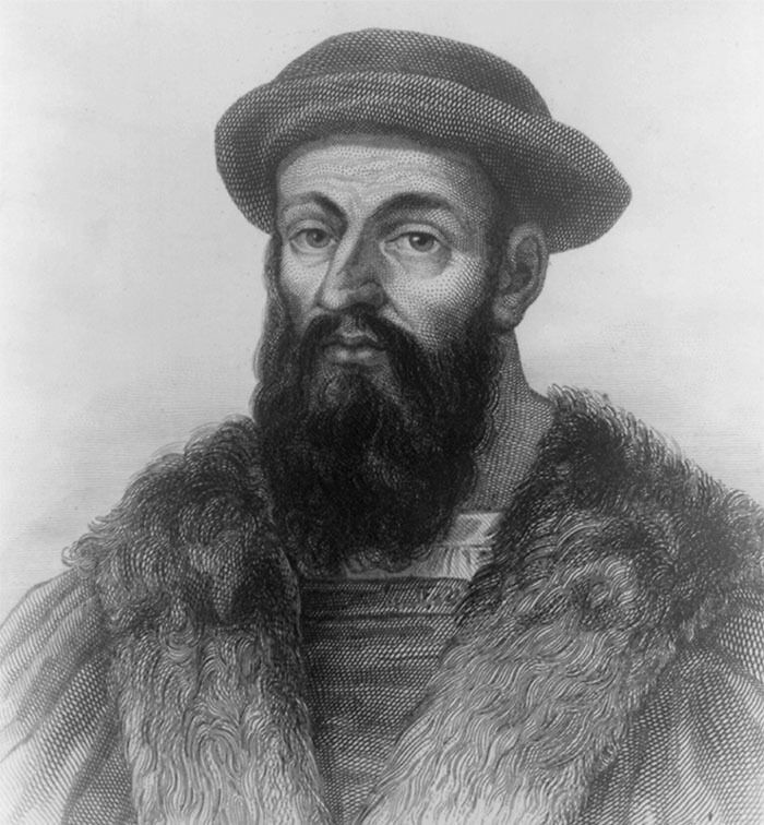 black and white Ferdinand Magellan portrait