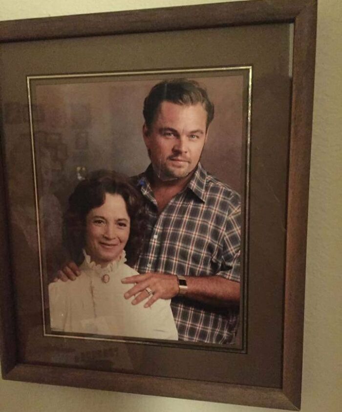 Grandma Put A Magazine Cut Out Of Leonardo Dicaprio Over Her Late (Not So Nice) Husband's Face. The 80-Year-Old's Version Of Photoshop