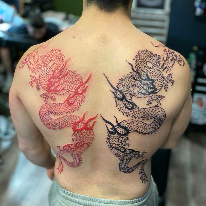 Dragons Red Ink Tattoos For Alessandro