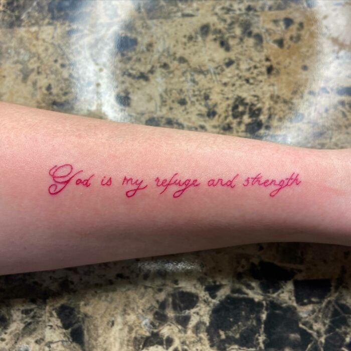 Red Ink Line Quote Tattoo
