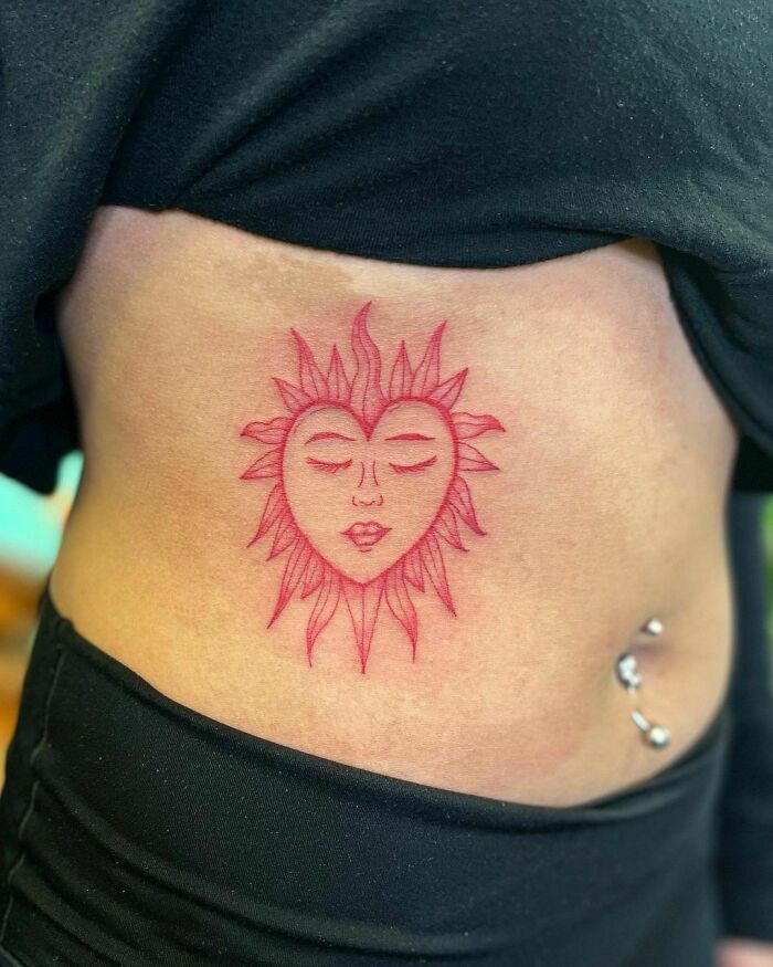 Heart Sun Red Ink Tattoo