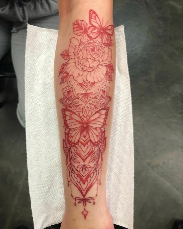 Mandala, Butterflies And Flower Tattoo