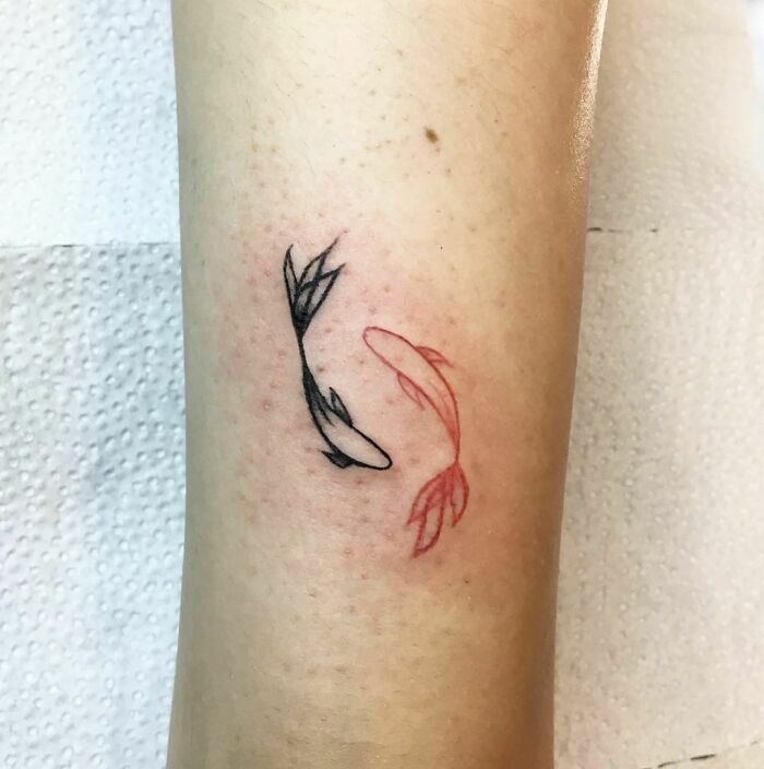 Red Ink Koi Fish Tattoo
