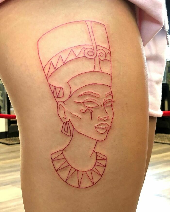 Nefertiti Red Ink Tattoo