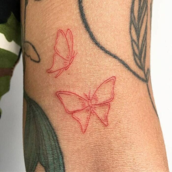 Red Ink Butterfly Tattoos