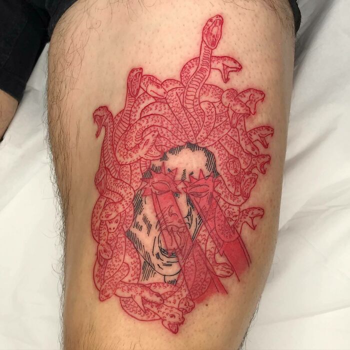 Medusa Red Ink Tattoo