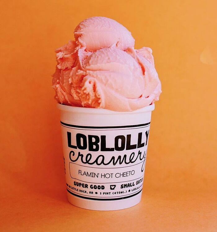 Pink ice cream in the jar