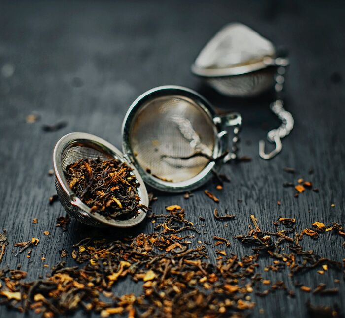 Tea Bag And Scattered Tea 