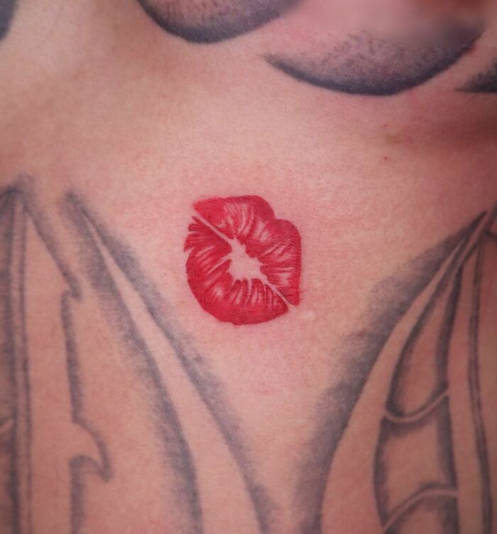 Red lips tattoo 