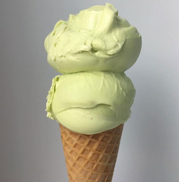 Wasabi ice cream in the cone 