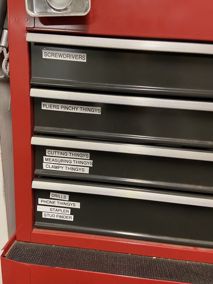 After My Dad Passed, My Mom Finally Organized And Labeled The Tool Chest In A Way That Made Sense To Her