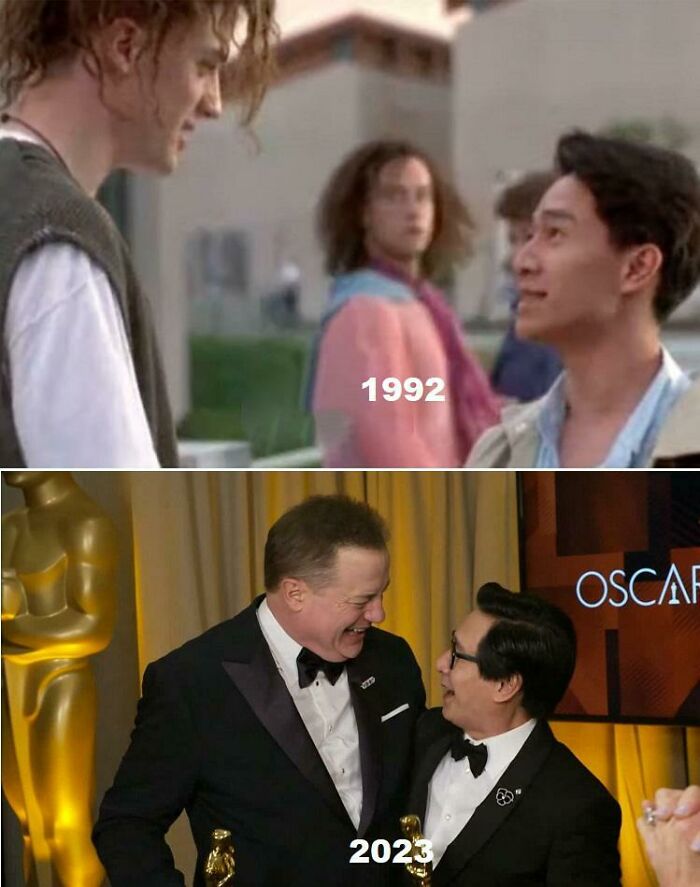 Brendan Fraser y Ke Huy Quan, un logro asombroso. De El Hombre de California a ganadores del Oscar 30 años después