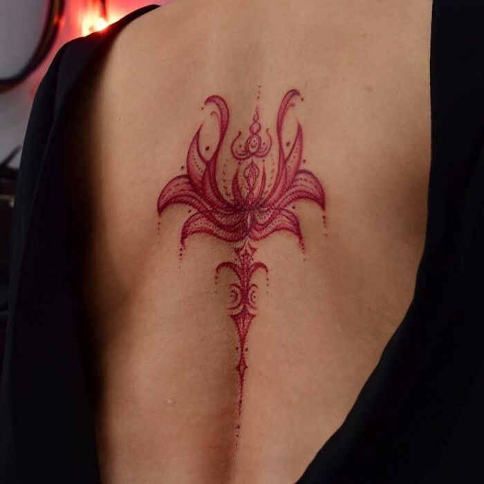 Red lotus back tattoo 