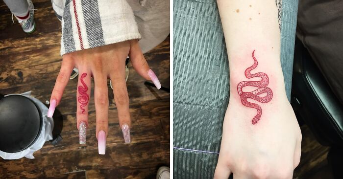 Red Ink Snakes Tattoos