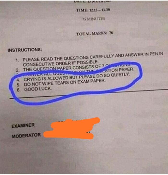 These Instructions Before The Exam